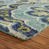 5' x 7' Green Wool Floral Hand Tufted Area Rug