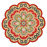 4' Orange Round Wool Floral Hand Tufted Area Rug