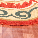 4' Orange Round Wool Floral Hand Tufted Area Rug