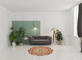 6' X 6' Orange Round Wool Floral Hand Tufted Area Rug