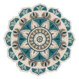 4' Blue Round Wool Floral Hand Tufted Area Rug