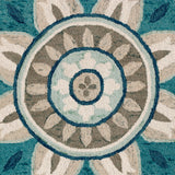 4' Blue Round Wool Floral Hand Tufted Area Rug