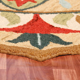 4' Red Round Wool Floral Hand Tufted Area Rug