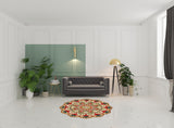 6' X 6' Red Round Wool Floral Hand Tufted Area Rug