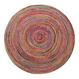 5' X 5' Tan Round Geometric Hand Braided Area Rug