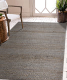 8' x 10' Gray Striped Hand Woven Area Rug