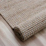 8' x 10' Beige Striped Hand Woven Area Rug