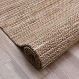 5' x 7' Beige Striped Hand Woven Area Rug