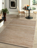 5' x 7' Beige Striped Hand Woven Area Rug