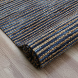 9' x 12' Blue Striped Hand Woven Area Rug