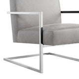 27" Charcoal And Silver Faux leather Arm Chair