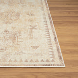 2' X 5' Beige Abstract Washable Non Skid Area Rug