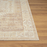 2' X 5' Beige Abstract Washable Non Skid Area Rug