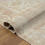 2' x 3' Beige Abstract Washable Non Skid Area Rug