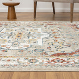 8' Ivory Abstract Runner Rug