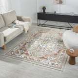 8' Ivory Abstract Runner Rug