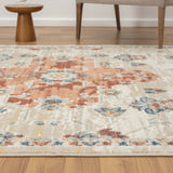 8' Ivory Medallion Runner Rug