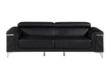 89" Black And Silver Italian Leather Sofa