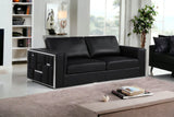 89" Black And Silver Italian Leather Sofa