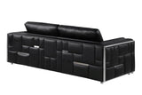 89" Black And Silver Italian Leather Sofa