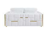 89" White And Silver Italian Leather Sofa