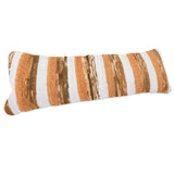 14" X 36" Brown and Orange Striped Cotton Blend Zippered Pillow