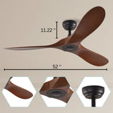 52" Black and Gold And Dark Brown Propeller Five Blade Dimmable Remote Control Integrated Light Ceiling Fan