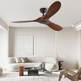 52" Black And Brown Propeller Three Blade Remote Control Integrated Light Ceiling Fan