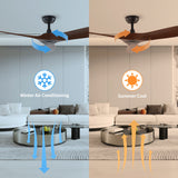 52" Black And Brown Propeller Three Blade Remote Control Integrated Light Ceiling Fan