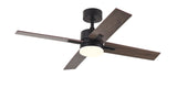 44" Black And Dark Brown Propeller Four Blade Dimmable Remote Control Integrated Light Ceiling Fan