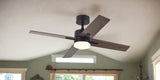 44" Black And Dark Brown Propeller Four Blade Dimmable Remote Control Integrated Light Ceiling Fan