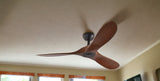 52" Black And Brown Propeller Three Blade Remote Control Integrated Light Ceiling Fan