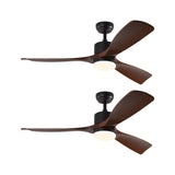 52" Black And Brown Propeller Three Blade Dimmable Remote Control Integrated Light Ceiling Fan