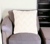 18" X 18" Off White Chevron Cotton Blend Pillow Cover With Texture