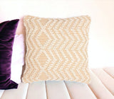 18" X 18" Beige and Ivory Zigzag Cotton Pillow Cover With Texture