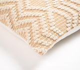 18" X 18" Beige and Ivory Zigzag Cotton Pillow Cover With Texture