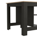 Black and Brown 36" Kitchen Island With Storage