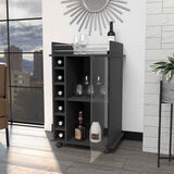 Light Gray Rolling Bar Cart With Wine Storage