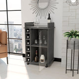 Black Rolling Bar Cart With Wine Storage