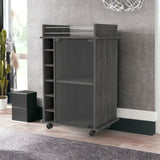 Gray Rolling Bar Cart With Wine Storage