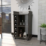 Gray Rolling Bar Cart With Wine Storage