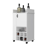 White Rolling Bar Cart With Wine Storage