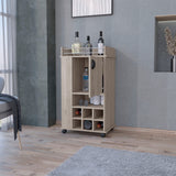 Black Rolling Bar Cart With Wine Storage