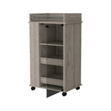 Light Gray Rolling Bar Cart With Wine Storage