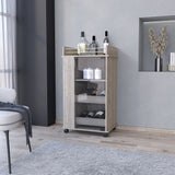 Light Gray Rolling Bar Cart With Wine Storage