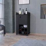 Black Rolling Bar Cart With Wine Storage