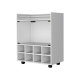 White Rolling Bar Cart With Wine Storage