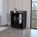 White Rolling Bar Cart With Wine Storage