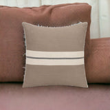 20" X 20" Brown Striped Cotton Zippered Pillow