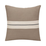 20" X 20" Brown Striped Cotton Zippered Pillow